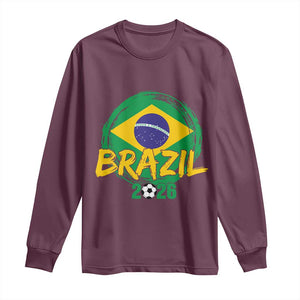 Brazil Soccer Fan Brasil Flag Long Sleeve Shirt Brazilian Football Game Day Supporter TS14 Maroon Print Your Wear