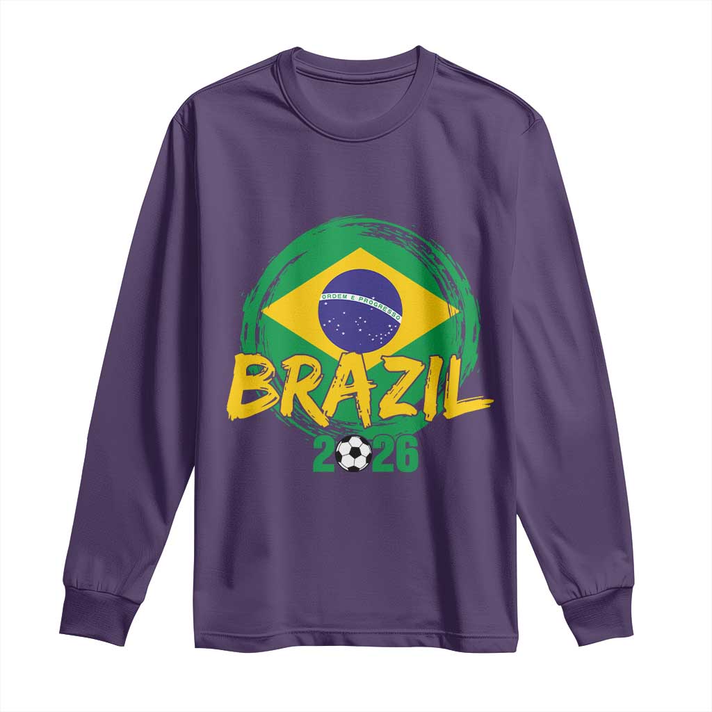 Brazil Soccer Fan Brasil Flag Long Sleeve Shirt Brazilian Football Game Day Supporter TS14 Purple Print Your Wear