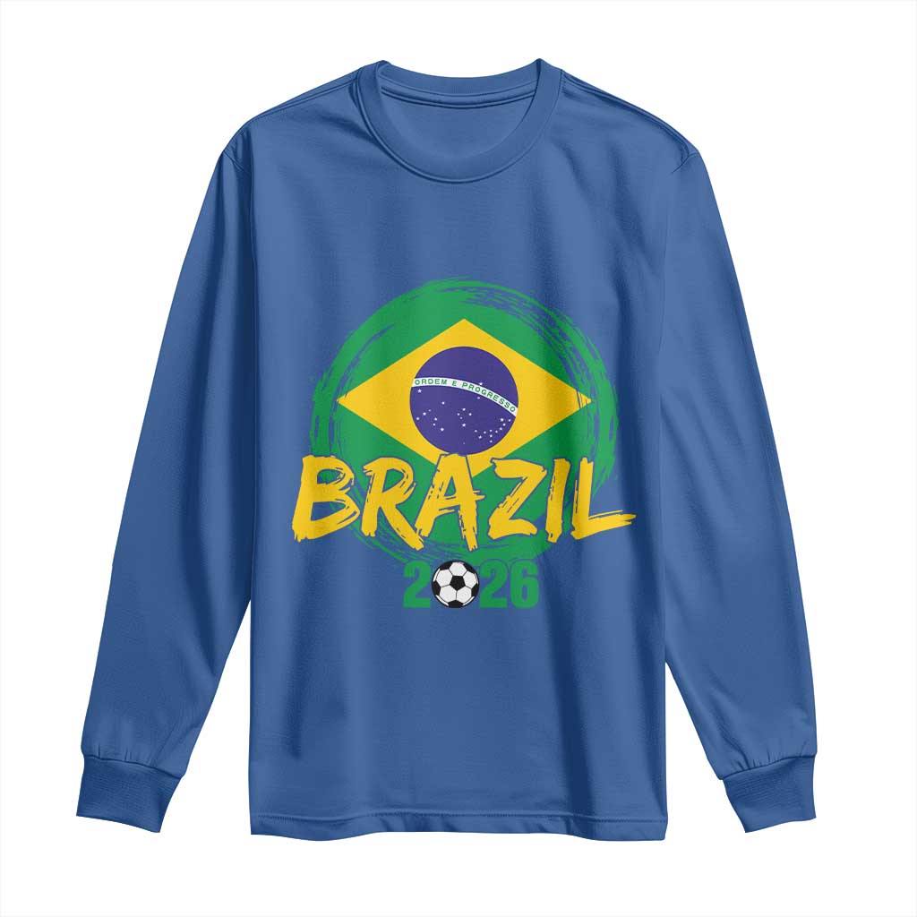 Brazil Soccer Fan Brasil Flag Long Sleeve Shirt Brazilian Football Game Day Supporter TS14 Royal Blue Print Your Wear