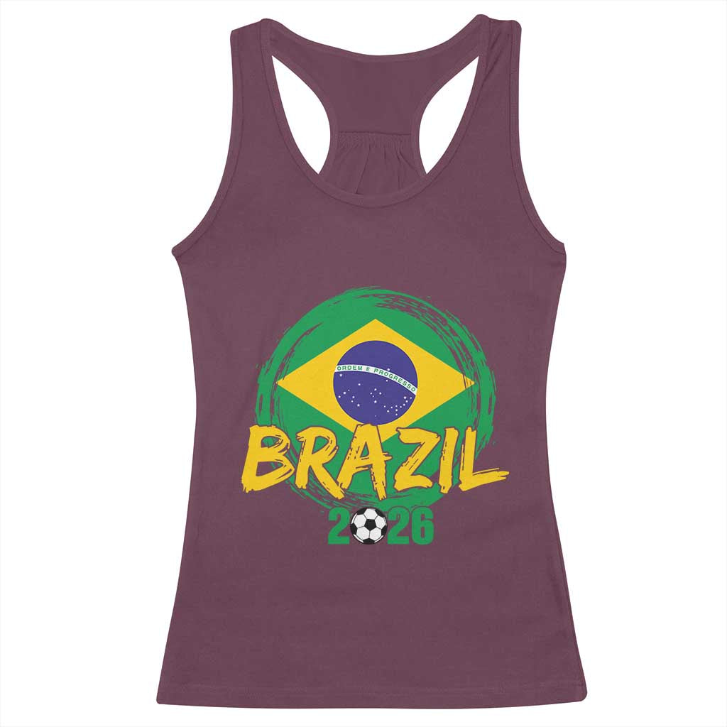 Brazil Soccer Fan Brasil Flag Racerback Tank Top Brazilian Football Game Day Supporter TS14 Maroon Print Your Wear