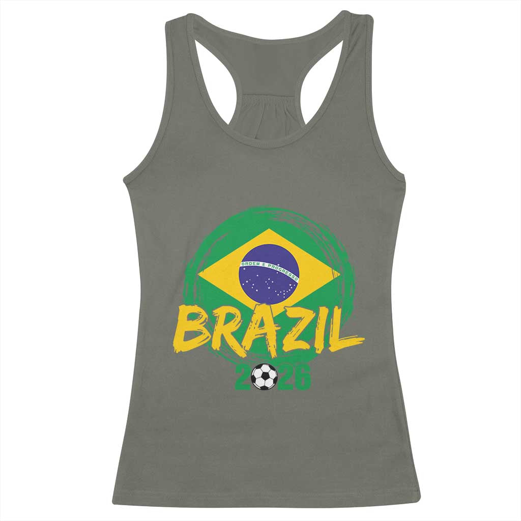 Brazil Soccer Fan Brasil Flag Racerback Tank Top Brazilian Football Game Day Supporter TS14 Military Green Print Your Wear