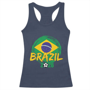 Brazil Soccer Fan Brasil Flag Racerback Tank Top Brazilian Football Game Day Supporter TS14 Navy Print Your Wear