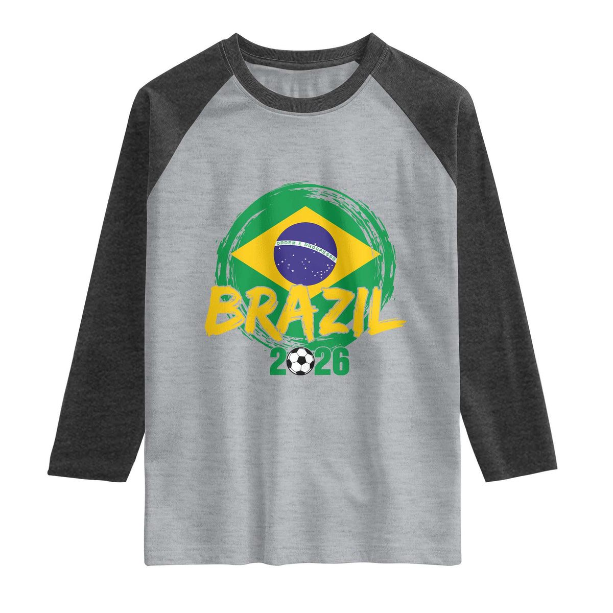 Brazil Soccer Fan Brasil Flag Raglan Shirt Brazilian Football Game Day Supporter TS14 Heather Gray Heather Charcoal Print Your Wear