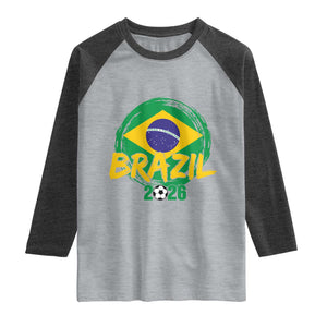 Brazil Soccer Fan Brasil Flag Raglan Shirt Brazilian Football Game Day Supporter TS14 Heather Gray Heather Charcoal Print Your Wear