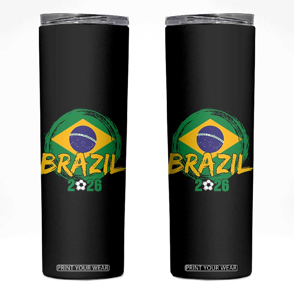 Brazil Soccer Fan Brasil Flag Skinny Tumbler Brazilian Football Game Day Supporter TS14 Black Print Your Wear