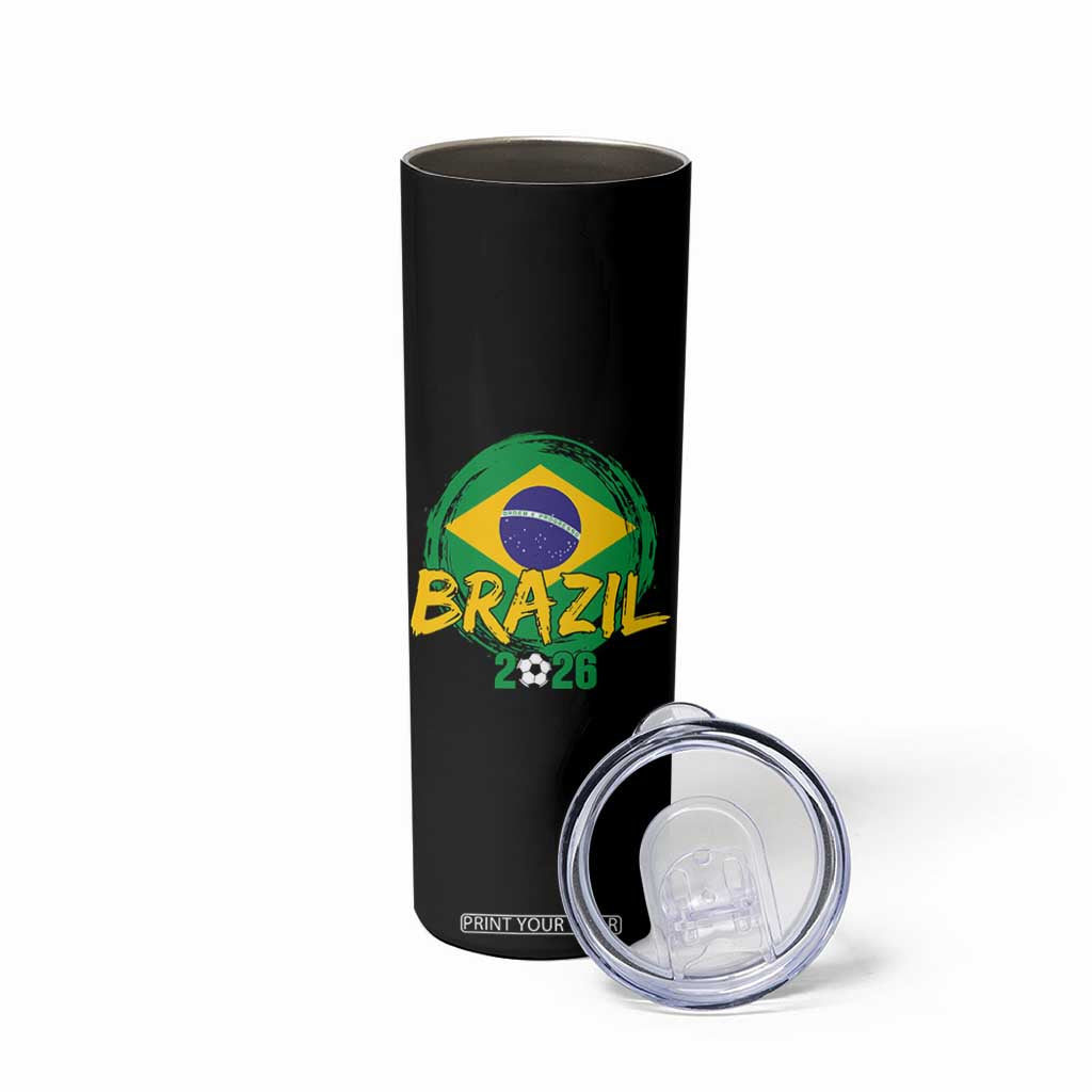 Brazil Soccer Fan Brasil Flag Skinny Tumbler Brazilian Football Game Day Supporter TS14 Print Your Wear
