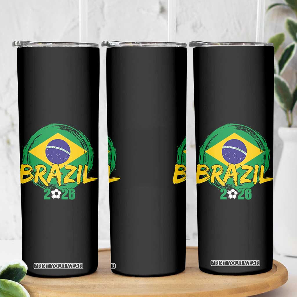 Brazil Soccer Fan Brasil Flag Skinny Tumbler Brazilian Football Game Day Supporter TS14 Print Your Wear