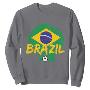 Brazil Soccer Fan Brasil Flag Sweatshirt Brazilian Football Game Day Supporter TS14 Charcoal Print Your Wear