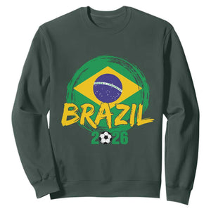 Brazil Soccer Fan Brasil Flag Sweatshirt Brazilian Football Game Day Supporter TS14 S Dark Forest Green Print Your Wear
