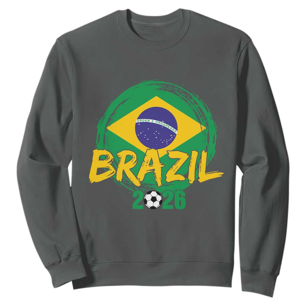 Brazil Soccer Fan Brasil Flag Sweatshirt Brazilian Football Game Day Supporter TS14 Dark Heather Print Your Wear