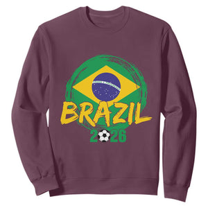 Brazil Soccer Fan Brasil Flag Sweatshirt Brazilian Football Game Day Supporter TS14 Maroon Print Your Wear