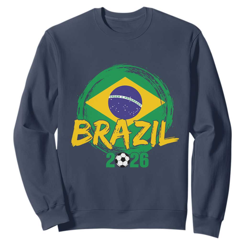 Brazil Soccer Fan Brasil Flag Sweatshirt Brazilian Football Game Day Supporter TS14 Navy Print Your Wear