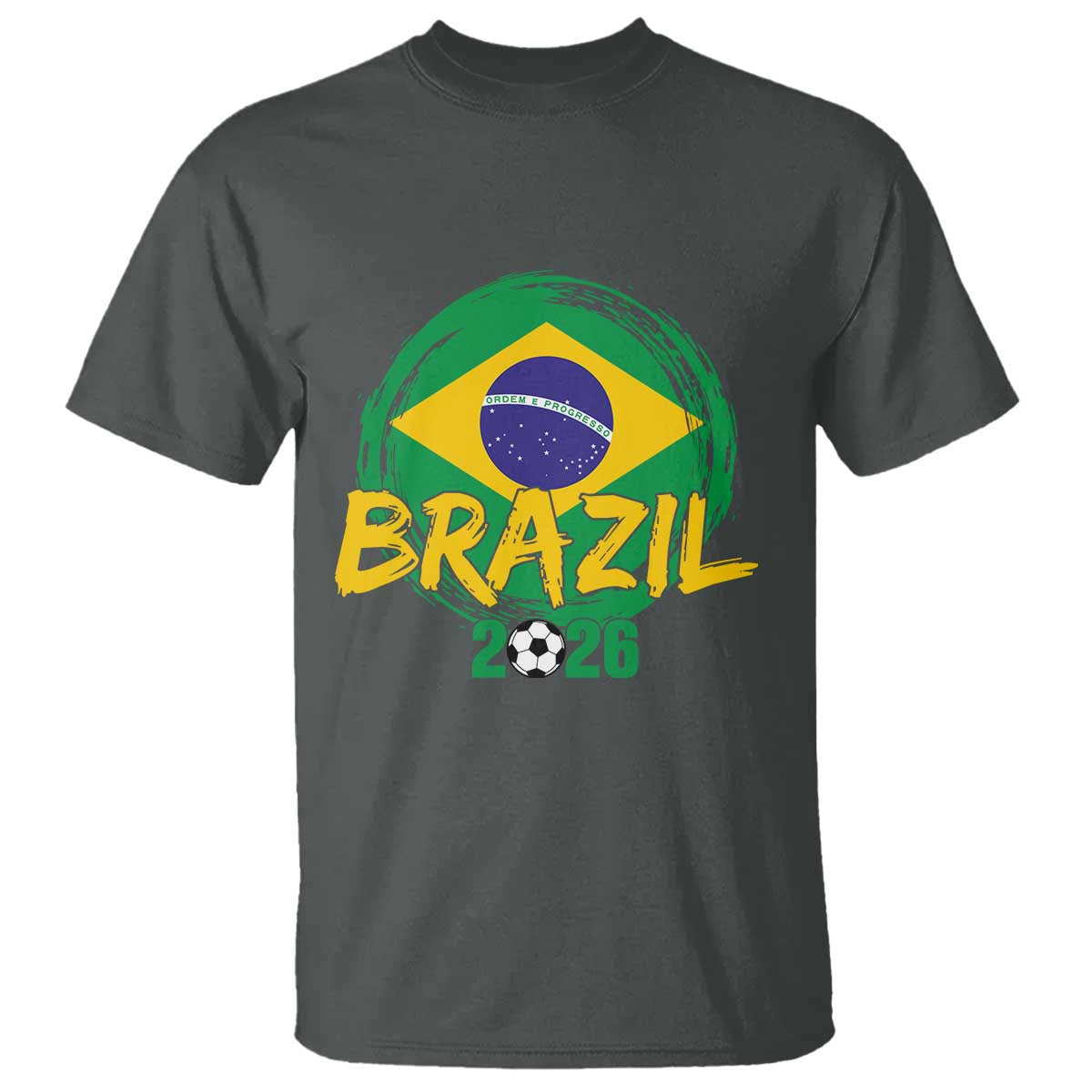 Brazil Soccer Fan Brasil Flag T Shirt Brazilian Football Game Day Supporter TS14 Dark Heather Print Your Wear