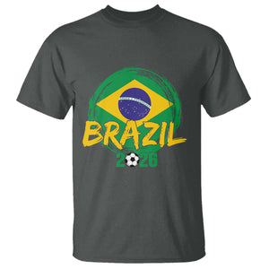 Brazil Soccer Fan Brasil Flag T Shirt Brazilian Football Game Day Supporter TS14 Dark Heather Print Your Wear