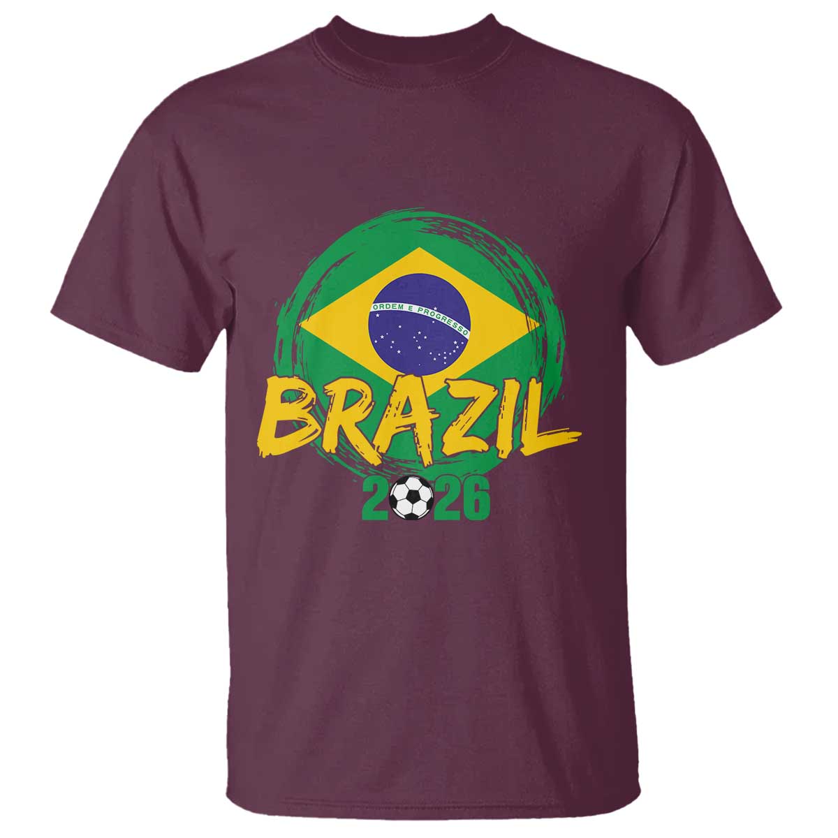 Brazil Soccer Fan Brasil Flag T Shirt Brazilian Football Game Day Supporter TS14 Maroon Print Your Wear