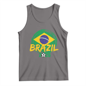 Brazil Soccer Fan Brasil Flag Tank Top Brazilian Football Game Day Supporter TS14 Deep Heather Print Your Wear
