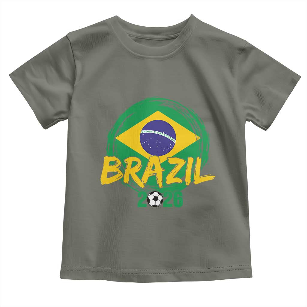 Brazil Soccer Fan Brasil Flag Toddler T Shirt Brazilian Football Game Day Supporter TS14 Military Green Print Your Wear