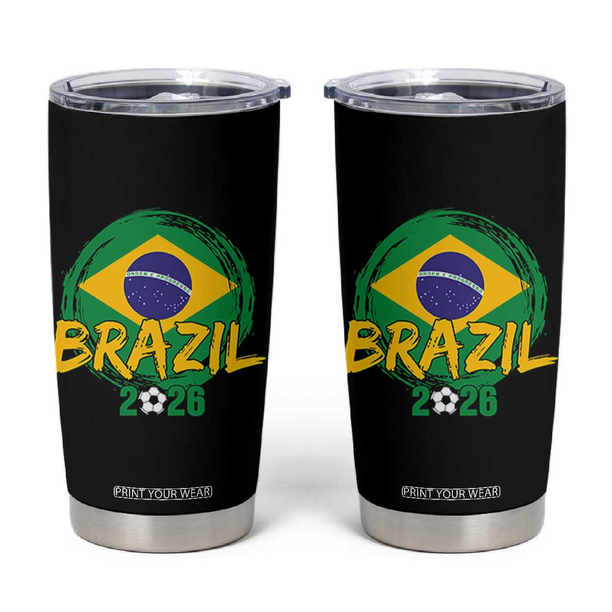 Brazil Soccer Fan Brasil Flag Tumbler Cup Brazilian Football Game Day Supporter TS14 Black Print Your Wear