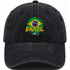 Brazil Soccer Fan Brasil Flag Washed Cotton Baseball Cap Brazilian Football Game Day Supporter TS14 Print Your Wear