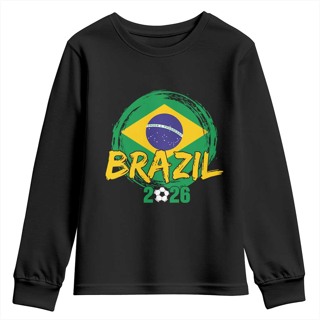 Brazil Soccer Fan Brasil Flag Youth Sweatshirt Brazilian Football Game Day Supporter TS14 Black Print Your Wear