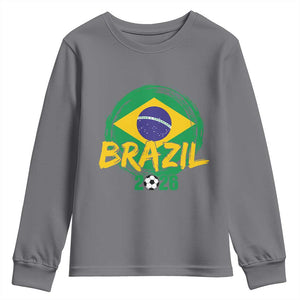 Brazil Soccer Fan Brasil Flag Youth Sweatshirt Brazilian Football Game Day Supporter TS14 Charcoal Print Your Wear