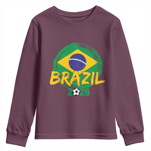 Brazil Soccer Fan Brasil Flag Youth Sweatshirt Brazilian Football Game Day Supporter TS14 Maroon Print Your Wear
