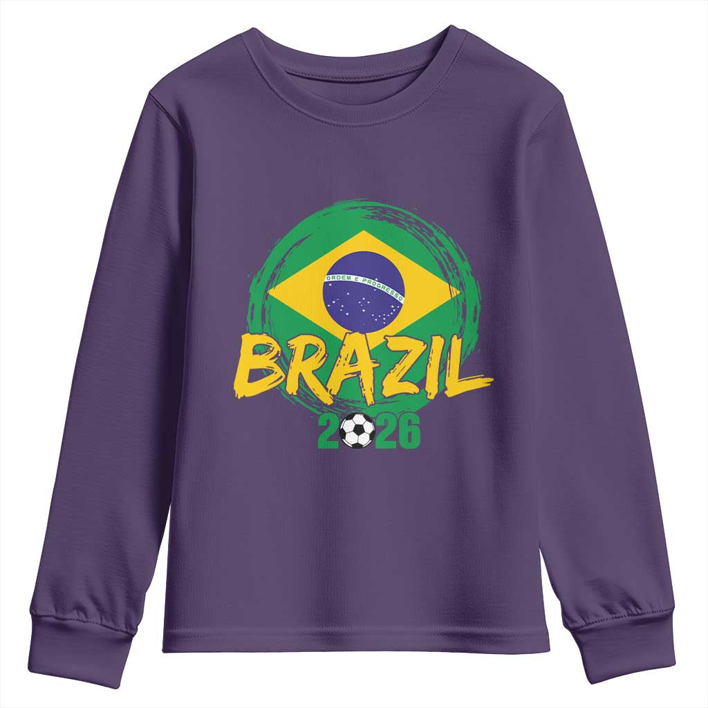 Brazil Soccer Fan Brasil Flag Youth Sweatshirt Brazilian Football Game Day Supporter TS14 Purple Print Your Wear