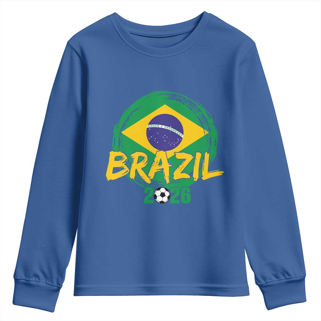 Brazil Soccer Fan Brasil Flag Youth Sweatshirt Brazilian Football Game Day Supporter TS14 Royal Blue Print Your Wear