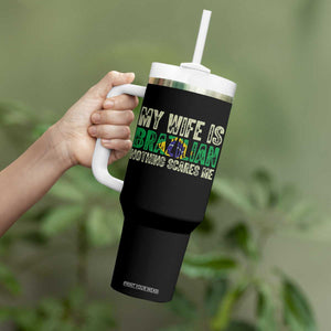 My Wife is Brazilian Nothing Scares Me Tumbler With Handle Funny Husband Brazil Pride Flag TS14 Print Your Wear