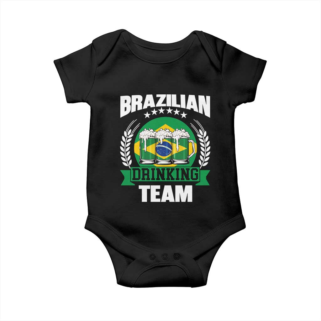 Brazil Drinking Team Baby Onesie Funny Brazilian Flag Beer Party Gift TS14 Black Print Your Wear