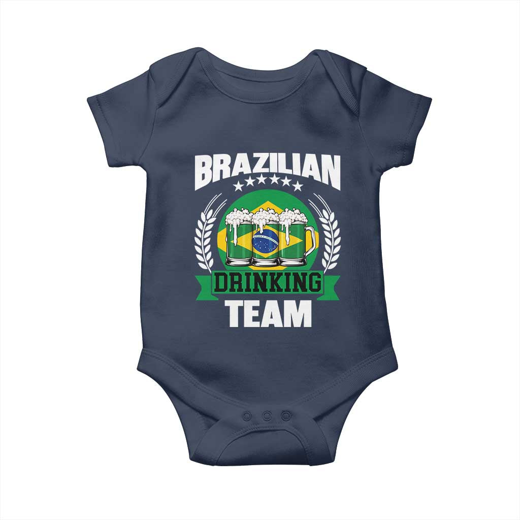 Brazil Drinking Team Baby Onesie Funny Brazilian Flag Beer Party Gift TS14 Navy Print Your Wear