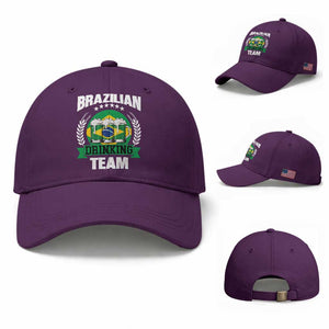 Brazil Drinking Team Baseball Cap Funny Brazilian Flag Beer Party Gift TS14 Baseball Cap Universal Fit Purple Print Your Wear