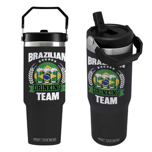 Brazil Drinking Team Flip Straw Tumbler Funny Brazilian Flag Beer Party Gift TS14 One Size: 30 oz Black Print Your Wear