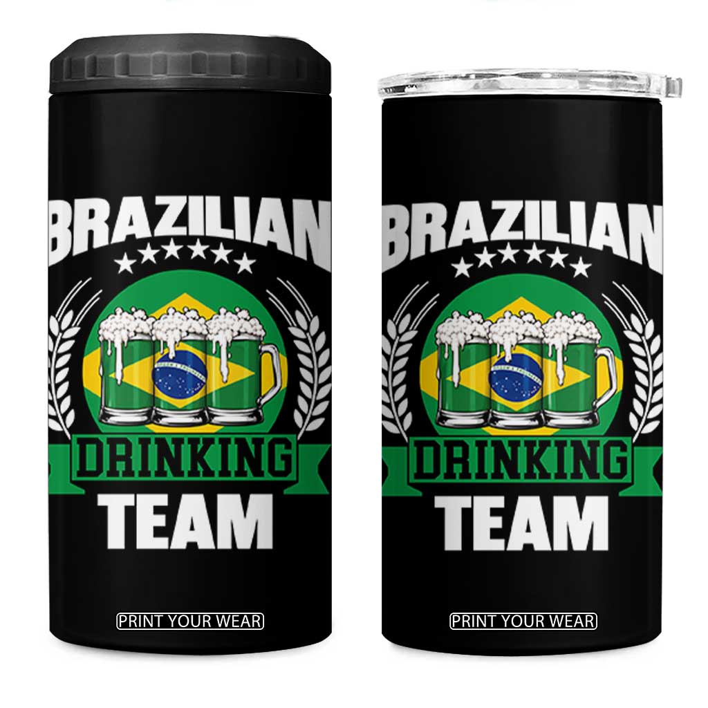 Brazil Drinking Team 4 in 1 Can Cooler Tumbler Funny Brazilian Flag Beer Party Gift TS14 One Size: 16 oz Black Print Your Wear