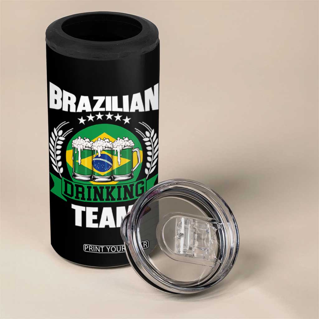 Brazil Drinking Team 4 in 1 Can Cooler Tumbler Funny Brazilian Flag Beer Party Gift TS14 Print Your Wear