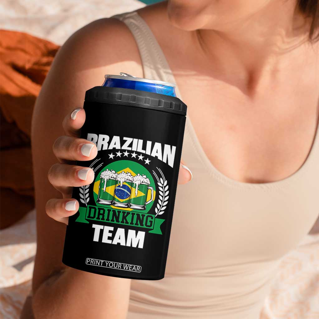 Brazil Drinking Team 4 in 1 Can Cooler Tumbler Funny Brazilian Flag Beer Party Gift TS14 Print Your Wear