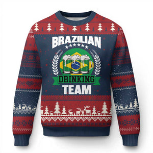 Brazil Drinking Team Ugly Christmas Sweater Funny Brazilian Flag Beer Party Gift TS14 Navy Red Print Your Wear