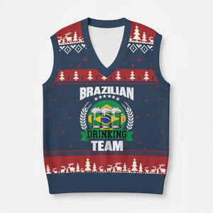 Brazil Drinking Team V-Neck Knit Sweater Vest Funny Brazilian Flag Beer Party Gift TS14 Navy Red Print Your Wear