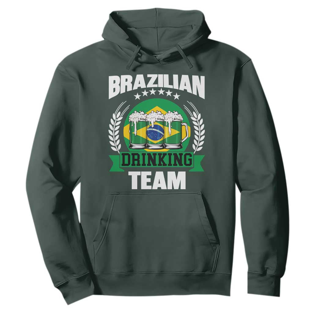 Brazil Drinking Team Hoodie Funny Brazilian Flag Beer Party Gift TS14 S Dark Forest Green Print Your Wear