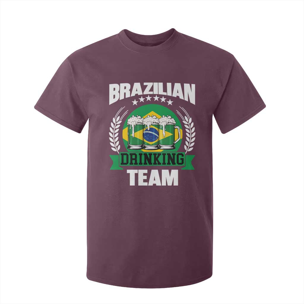 Brazil Drinking Team T Shirt For Kid Funny Brazilian Flag Beer Party Gift TS14 Maroon Print Your Wear