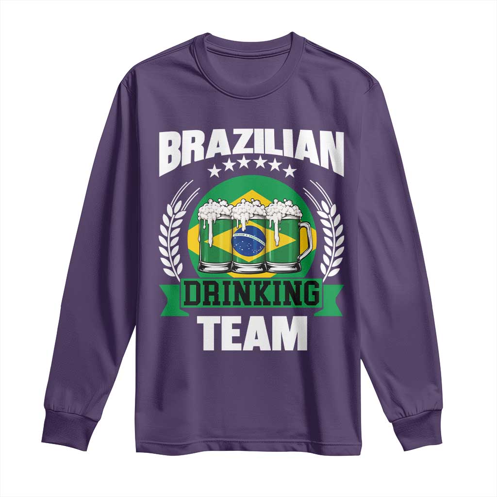 Brazil Drinking Team Long Sleeve Shirt Funny Brazilian Flag Beer Party Gift TS14 Purple Print Your Wear