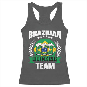 Brazil Drinking Team Racerback Tank Top Funny Brazilian Flag Beer Party Gift TS14 Dark Heather Print Your Wear