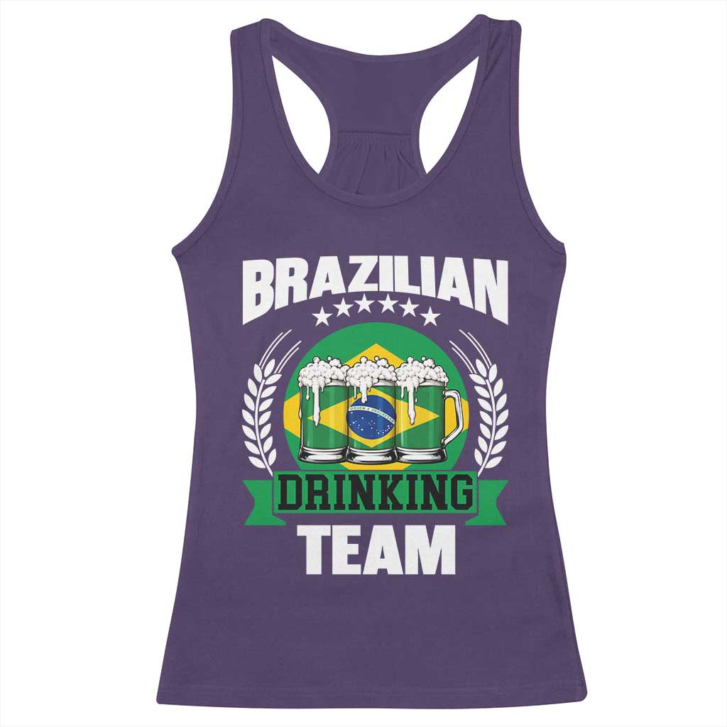 Brazil Drinking Team Racerback Tank Top Funny Brazilian Flag Beer Party Gift TS14 Purple Print Your Wear
