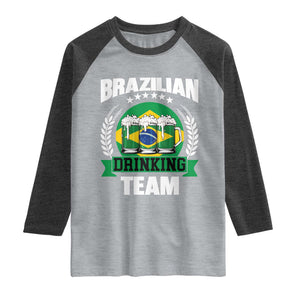 Brazil Drinking Team Raglan Shirt Funny Brazilian Flag Beer Party Gift TS14 Heather Gray Heather Charcoal Print Your Wear