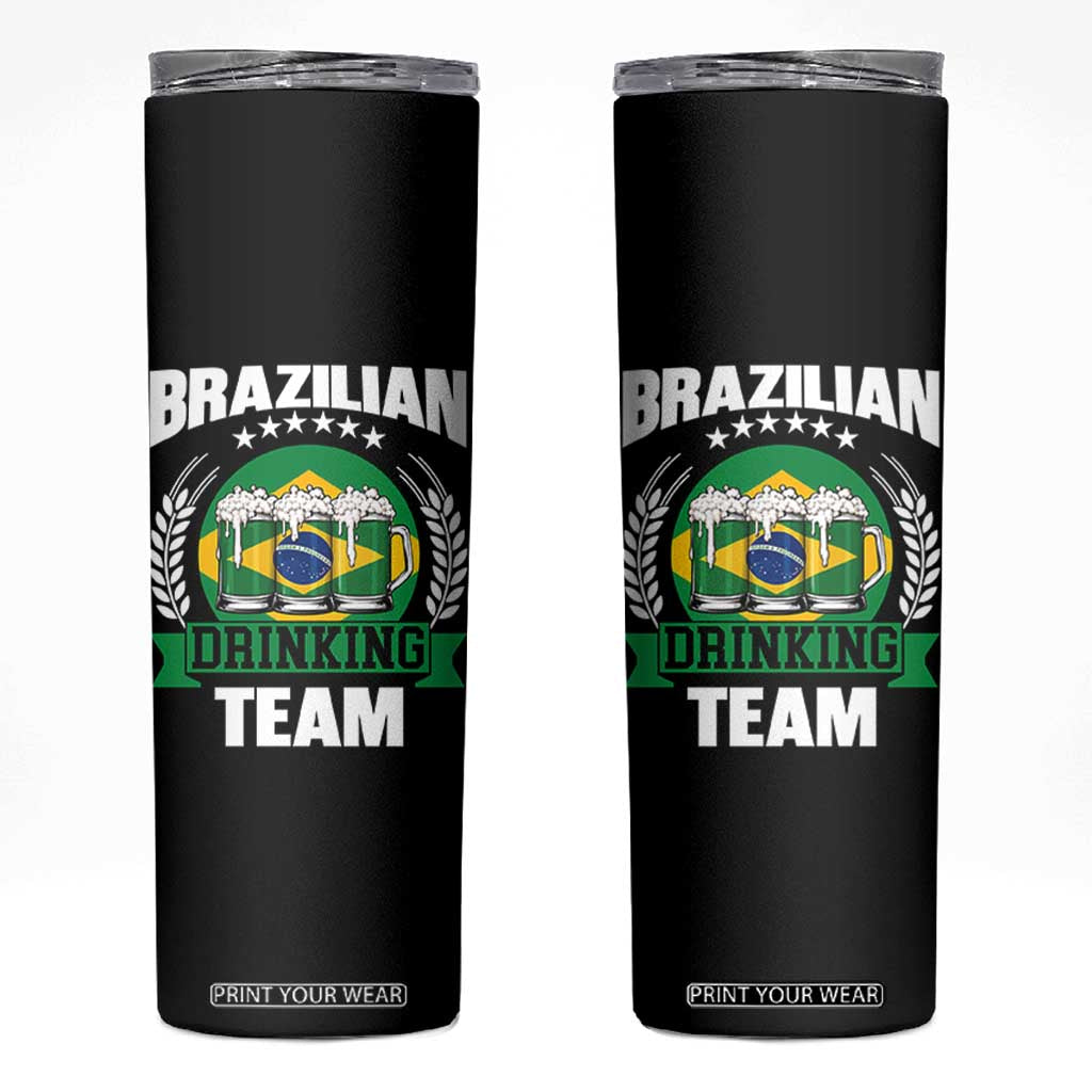 Brazil Drinking Team Skinny Tumbler Funny Brazilian Flag Beer Party Gift TS14 Black Print Your Wear