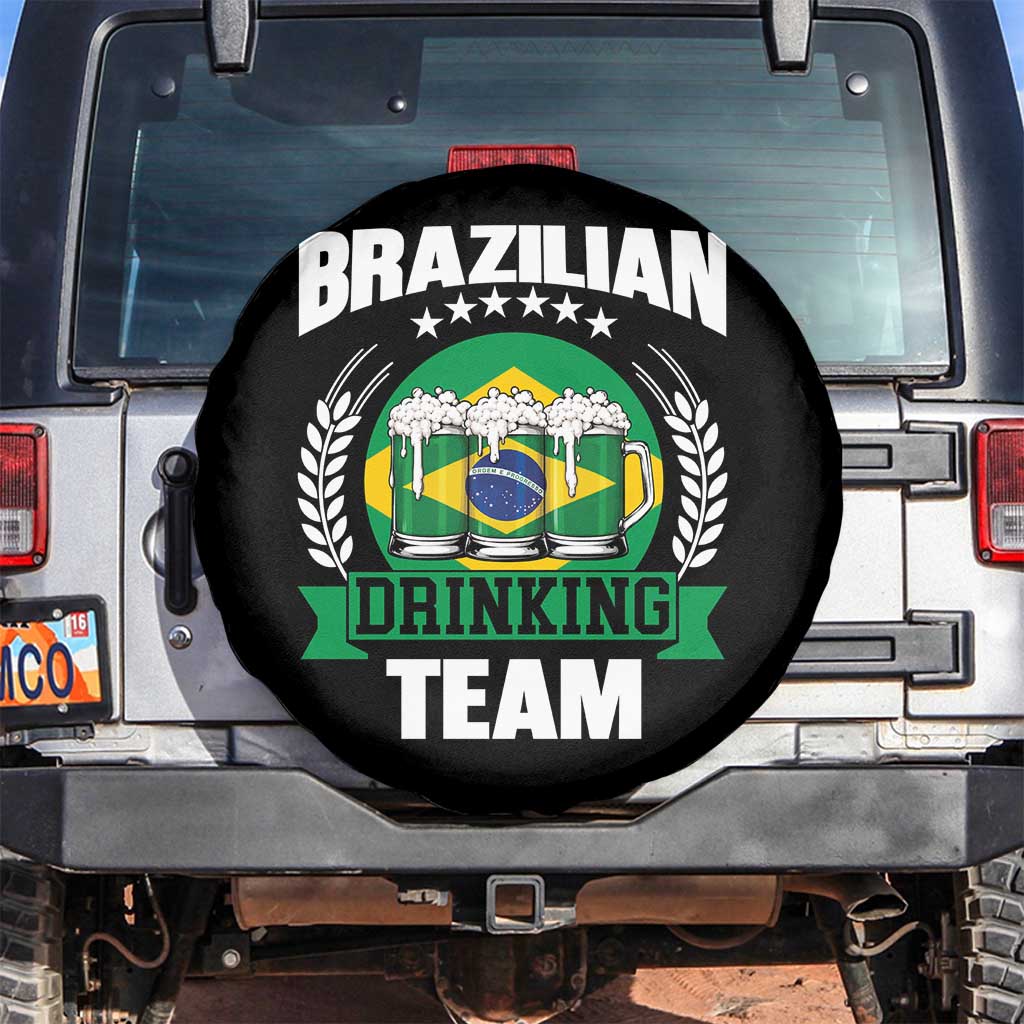 Brazil Drinking Team Spare Tire Cover Funny Brazilian Flag Beer Party Gift TS14 No hole Black Print Your Wear