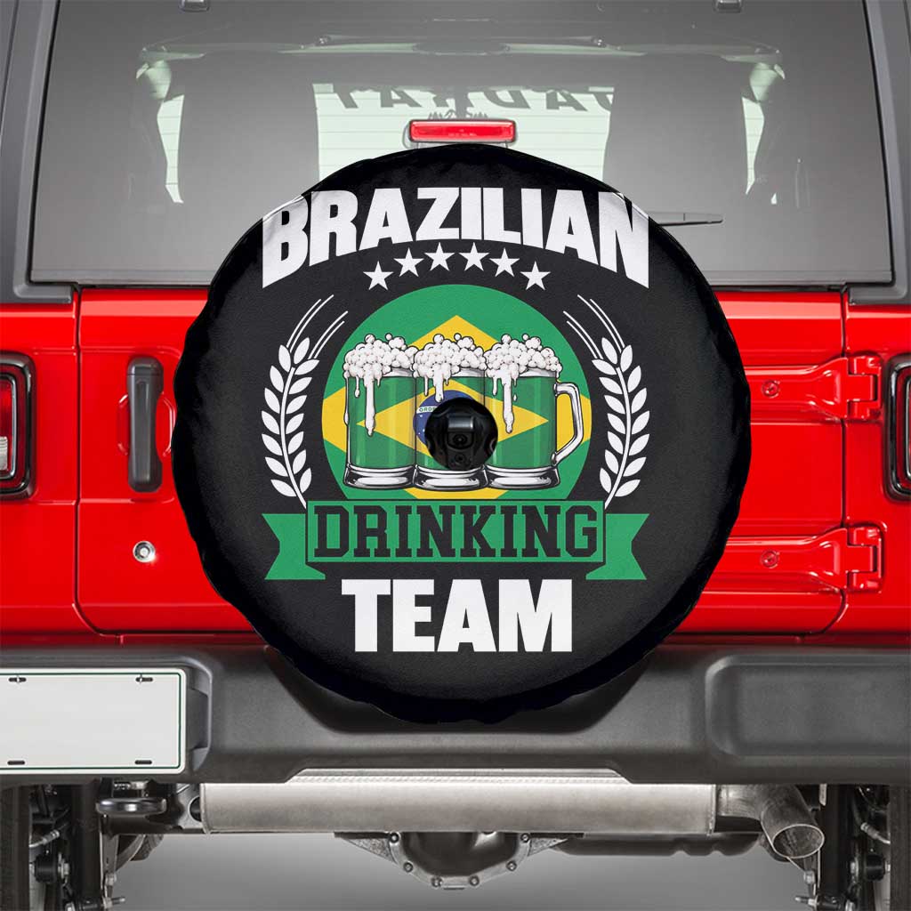 Brazil Drinking Team Spare Tire Cover Funny Brazilian Flag Beer Party Gift TS14 Black Print Your Wear