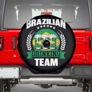 Brazil Drinking Team Spare Tire Cover Funny Brazilian Flag Beer Party Gift TS14 Black Print Your Wear