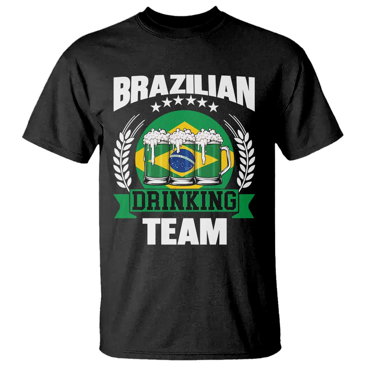 Brazil Drinking Team T Shirt Funny Brazilian Flag Beer Party Gift TS14 Black Print Your Wear