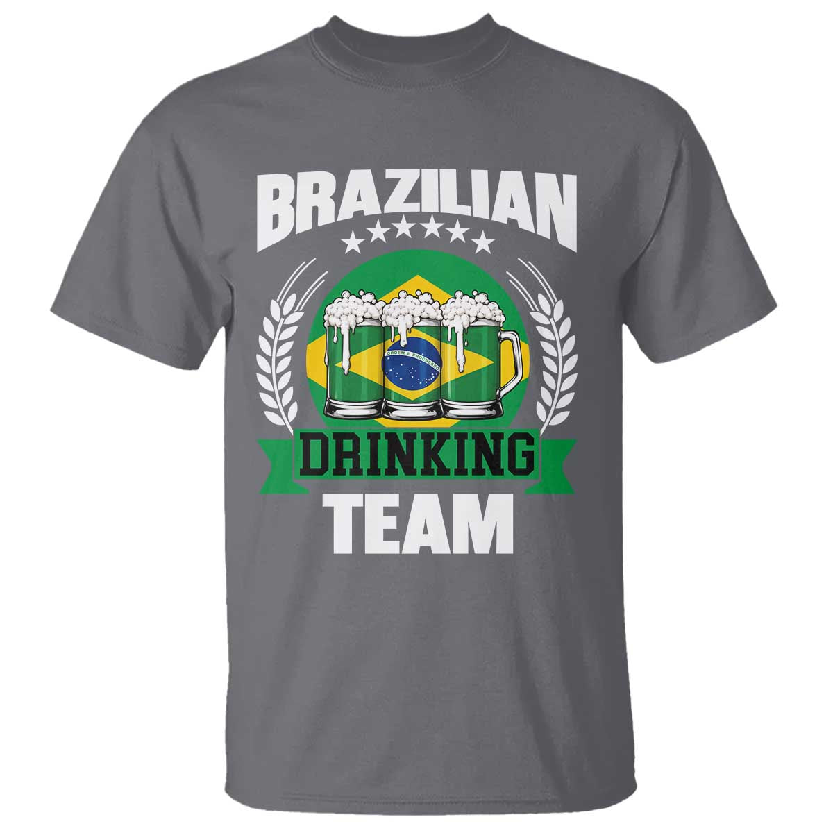 Brazil Drinking Team T Shirt Funny Brazilian Flag Beer Party Gift TS14 Charcoal Print Your Wear